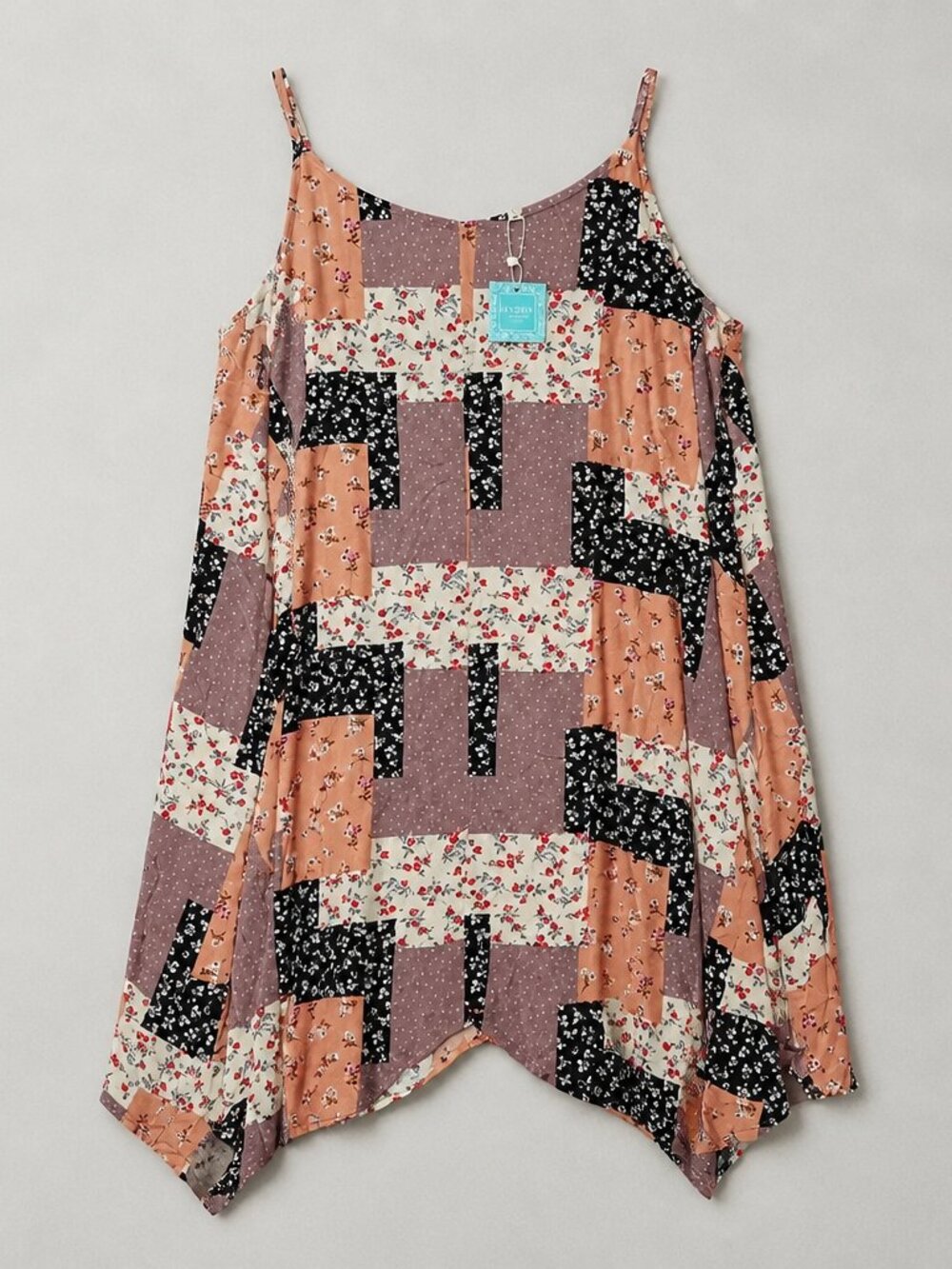 Hayden Patchwork Floral Spaghetti Strap Dress w/pockets 2XL